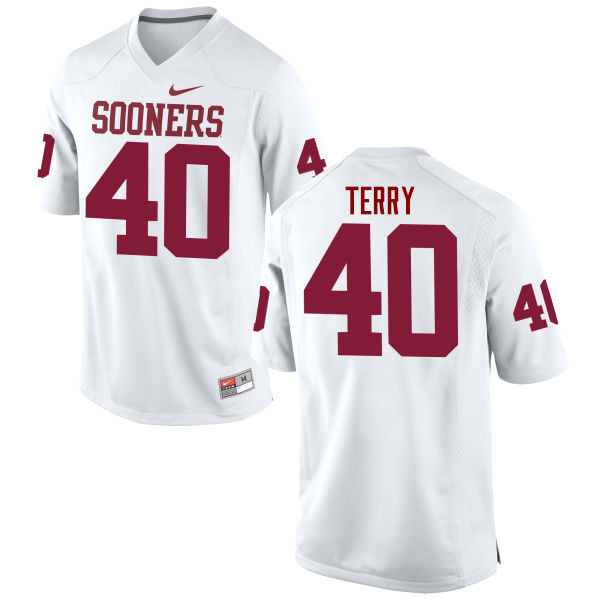 Men Oklahoma Sooners #40 Jon-Michael Terry College Football Jerseys Game-White